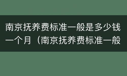 南京抚养费标准一般是多少钱一个月（南京抚养费标准一般是多少钱一个月啊）