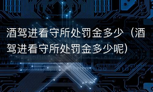酒驾进看守所处罚金多少（酒驾进看守所处罚金多少呢）