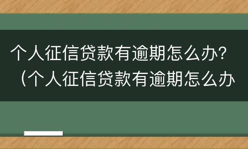 个人征信贷款有逾期怎么办？（个人征信贷款有逾期怎么办理）