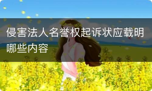 侵害法人名誉权起诉状应载明哪些内容