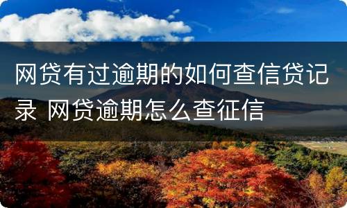 网贷有过逾期的如何查信贷记录 网贷逾期怎么查征信