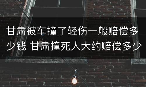 甘肃被车撞了轻伤一般赔偿多少钱 甘肃撞死人大约赔偿多少万