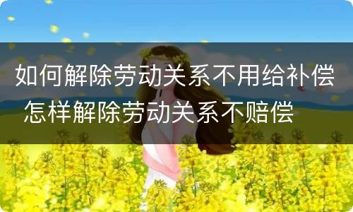 如何解除劳动关系不用给补偿 怎样解除劳动关系不赔偿