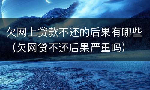 欠网上贷款不还的后果有哪些（欠网贷不还后果严重吗）