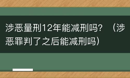 涉恶量刑12年能减刑吗？（涉恶罪判了之后能减刑吗）