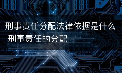 刑事责任分配法律依据是什么 刑事责任的分配