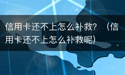 信用卡还不上怎么补救？（信用卡还不上怎么补救呢）