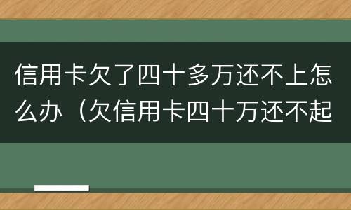 信用卡欠了四十多万还不上怎么办（欠信用卡四十万还不起怎么办）