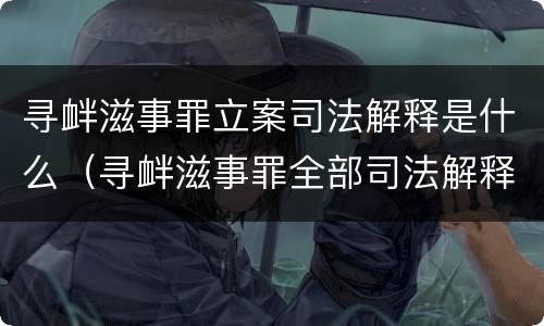 寻衅滋事罪立案司法解释是什么（寻衅滋事罪全部司法解释）