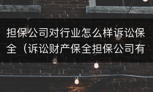 担保公司对行业怎么样诉讼保全（诉讼财产保全担保公司有什么风险）