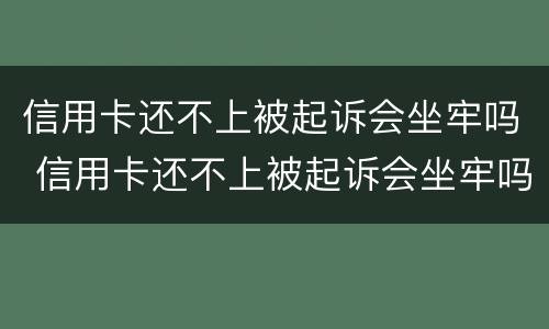 信用卡还不上被起诉会坐牢吗 信用卡还不上被起诉会坐牢吗知乎