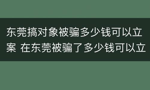 东莞搞对象被骗多少钱可以立案 在东莞被骗了多少钱可以立案