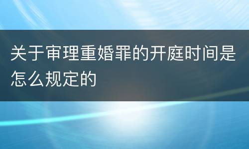 关于审理重婚罪的开庭时间是怎么规定的