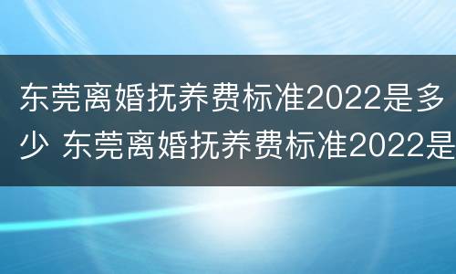 东莞离婚抚养费标准2022是多少 东莞离婚抚养费标准2022是多少岁