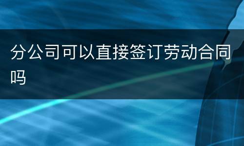 分公司可以直接签订劳动合同吗