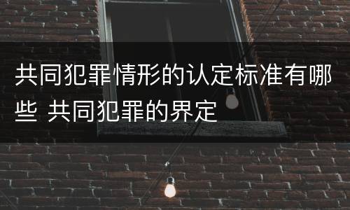 共同犯罪情形的认定标准有哪些 共同犯罪的界定