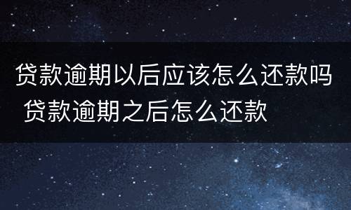 贷款逾期以后应该怎么还款吗 贷款逾期之后怎么还款