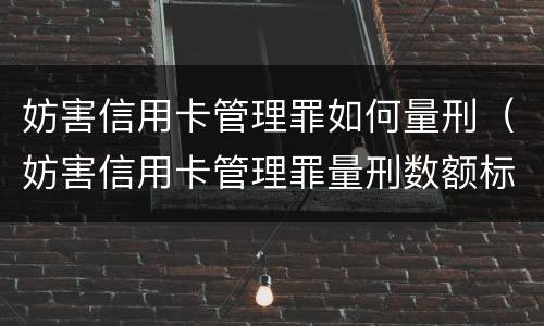 妨害信用卡管理罪如何量刑（妨害信用卡管理罪量刑数额标准）