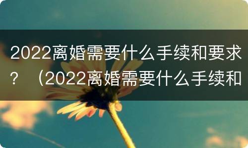 2022离婚需要什么手续和要求？（2022离婚需要什么手续和要求呢）