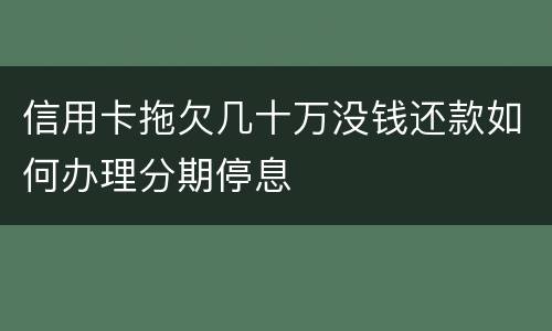 信用卡拖欠几十万没钱还款如何办理分期停息