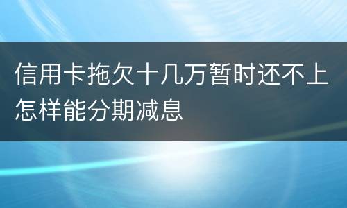 信用卡拖欠十几万暂时还不上怎样能分期减息