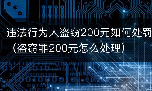 违法行为人盗窃200元如何处罚（盗窃罪200元怎么处理）