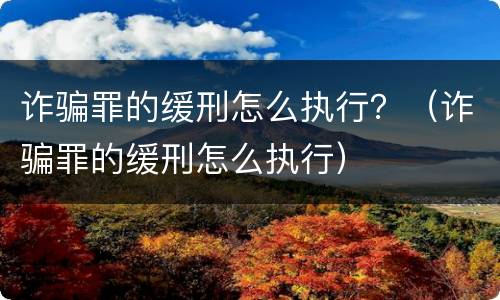 诈骗罪的缓刑怎么执行？（诈骗罪的缓刑怎么执行）