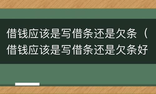 借钱应该是写借条还是欠条（借钱应该是写借条还是欠条好）