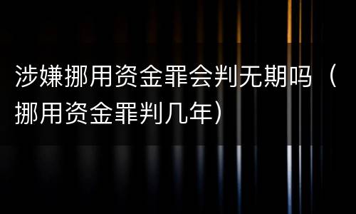 涉嫌挪用资金罪会判无期吗（挪用资金罪判几年）
