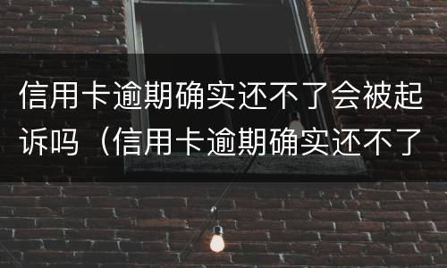 信用卡逾期确实还不了会被起诉吗（信用卡逾期确实还不了会被起诉吗知乎）
