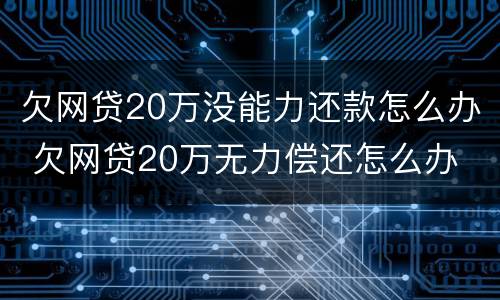 欠网贷20万没能力还款怎么办 欠网贷20万无力偿还怎么办