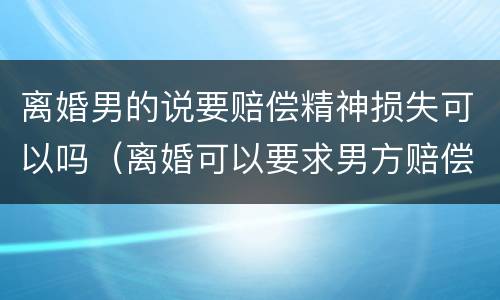 离婚男的说要赔偿精神损失可以吗（离婚可以要求男方赔偿精神损失费吗）