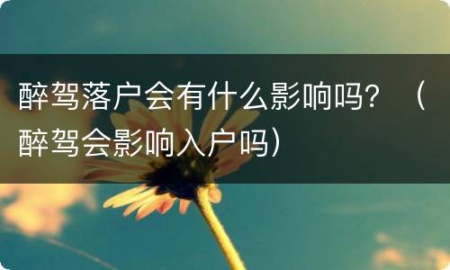 醉驾落户会有什么影响吗？（醉驾会影响入户吗）