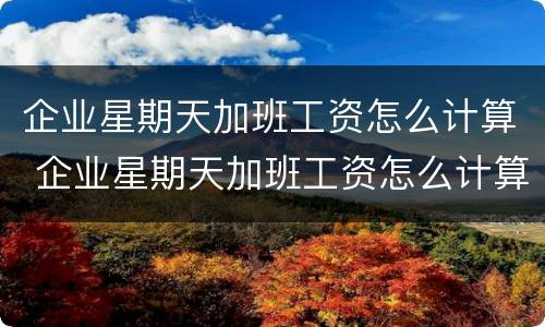 企业星期天加班工资怎么计算 企业星期天加班工资怎么计算出来的
