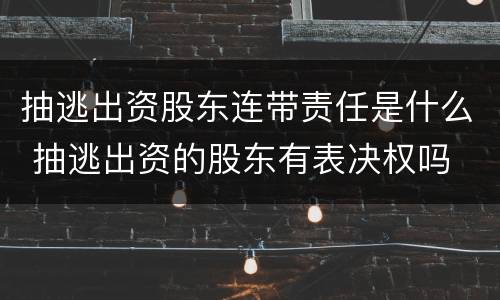 抽逃出资股东连带责任是什么 抽逃出资的股东有表决权吗