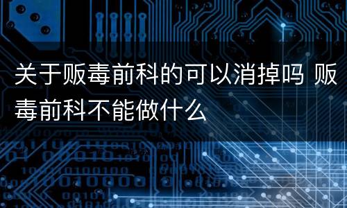关于贩毒前科的可以消掉吗 贩毒前科不能做什么