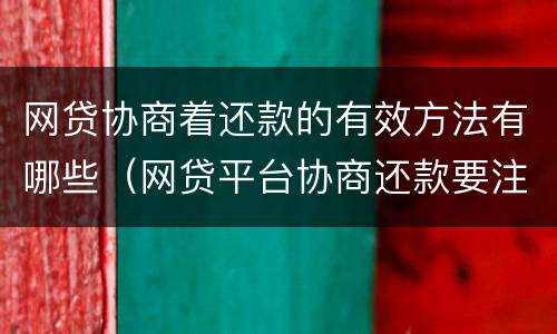 网贷协商着还款的有效方法有哪些（网贷平台协商还款要注意什么）