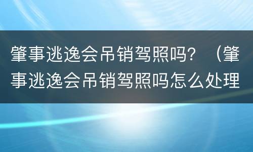 肇事逃逸会吊销驾照吗？（肇事逃逸会吊销驾照吗怎么处理）