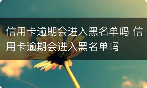 信用卡逾期会进入黑名单吗 信用卡逾期会进入黑名单吗