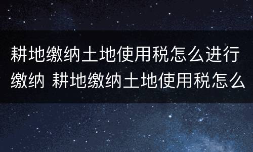 耕地缴纳土地使用税怎么进行缴纳 耕地缴纳土地使用税怎么进行缴纳的