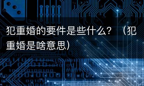 犯重婚的要件是些什么？（犯重婚是啥意思）