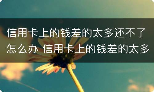 信用卡上的钱差的太多还不了怎么办 信用卡上的钱差的太多还不了怎么办呢