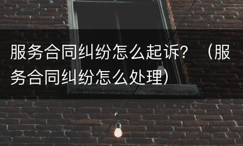 服务合同纠纷怎么起诉？（服务合同纠纷怎么处理）