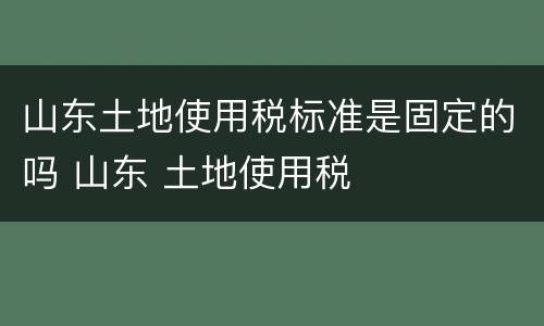 山东土地使用税标准是固定的吗 山东 土地使用税