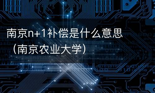 南京n+1补偿是什么意思（南京农业大学）