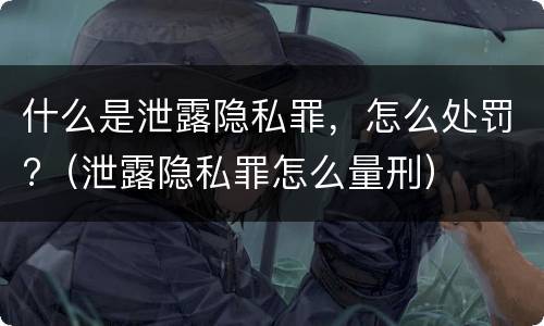 什么是泄露隐私罪，怎么处罚?（泄露隐私罪怎么量刑）