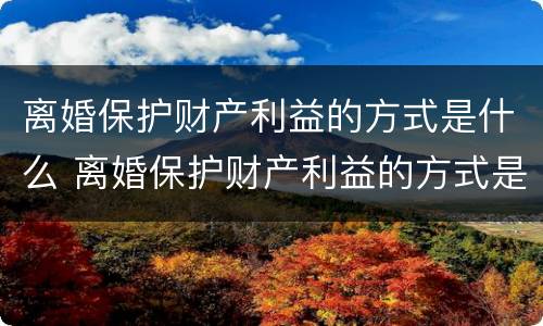 离婚保护财产利益的方式是什么 离婚保护财产利益的方式是什么样的
