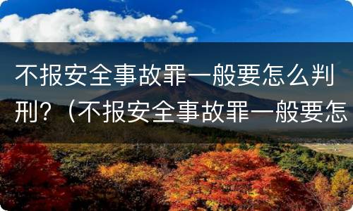 不报安全事故罪一般要怎么判刑?（不报安全事故罪一般要怎么判刑呀）