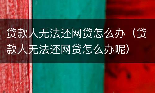 贷款人无法还网贷怎么办（贷款人无法还网贷怎么办呢）