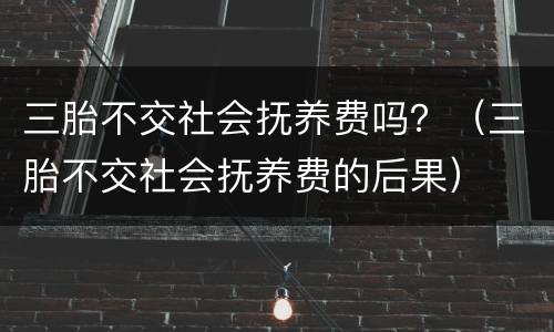 三胎不交社会抚养费吗？（三胎不交社会抚养费的后果）